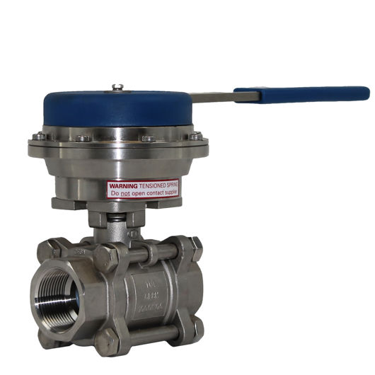 Stainless Steel 3PCE Spring Return Lever Dead Mans Handle Ball Valves